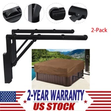 Spa Supply Hot Tub Cover Lift Foldable Hot Tub Cover Roller Racks Black 2Pcs