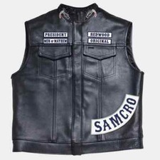 New Sons of Anarchy Biker Vest  SOA Motorcycle Highway Gangs Real Leather Vest