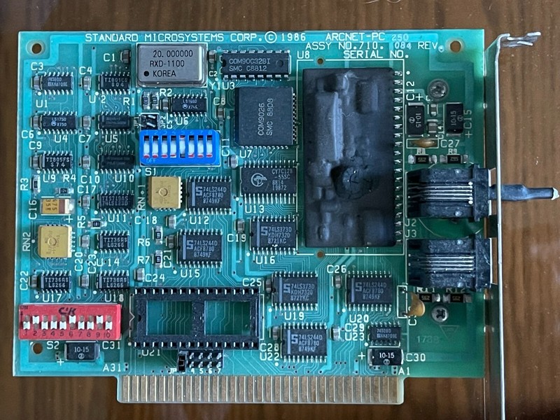 Vintage Standard Microsystems Corp ARCNET-PC250 Network Card, Assy No.710 Rev.84