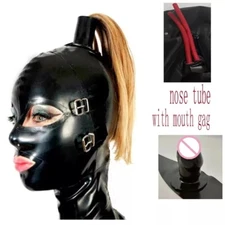 latex mask detachable eyeshade 15cm long nose tube with  wigs mouth sheath