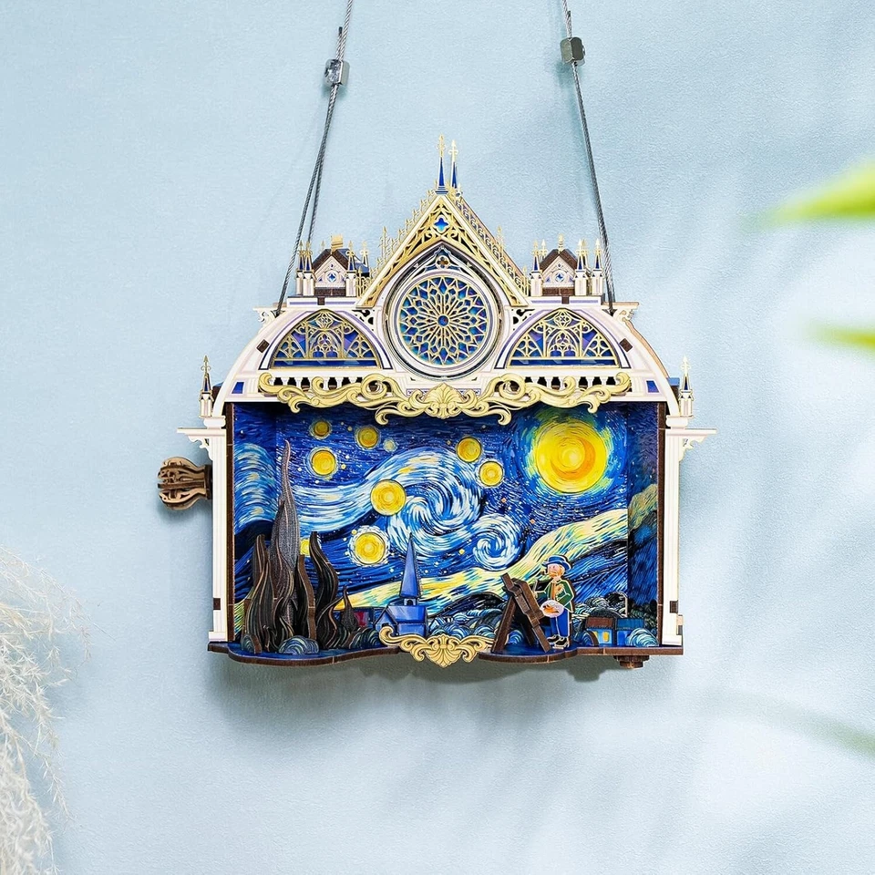 Rompecabezas de metal 3D para adultos La noche estrellada Van Gogh's manualidades trabajo modelos kits Foto 2 de 4