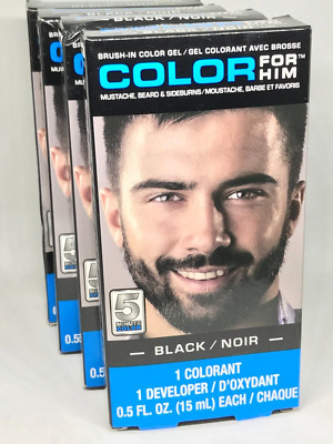 Color For Him Brush-In Color Gel Mustache Beard & Sideburns Color Black 2 Boxes