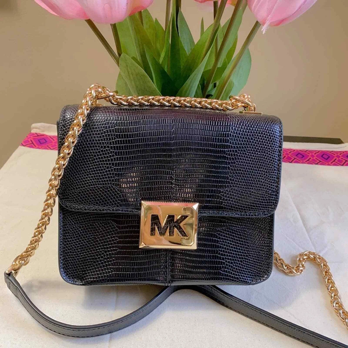 Michael Kors Sonia Small Leather Shoulder Bag in black eBay