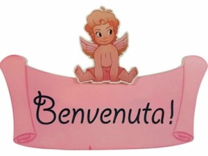 Targa Di Benvenuto In Legno Nascita Bambina Made In Italy Ebay