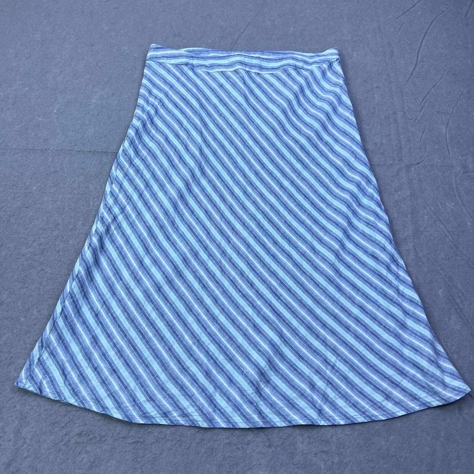 Blue Striped Linen Maxi Skirt for Women - Modest & Breathable Cherokee Style