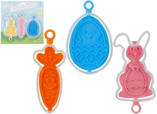 6pc Easter Shaped Cookie Moulds Cutters & Stamper Embosser Set Bunny Egg Carrot