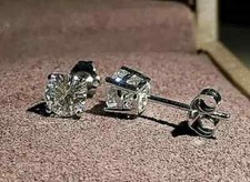 2Ct Round Cut Lab Created Diamond Solitaire Stud Earrings 14K White Gold Plated
