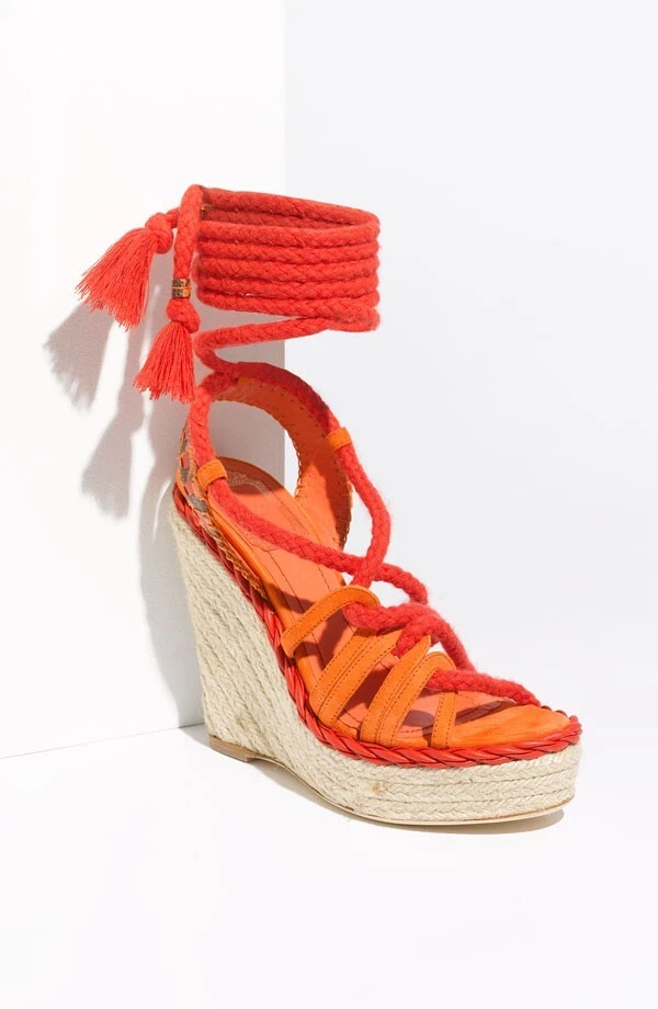 Coins d'espadrille rouge/orange Dior Tahiti taille 37