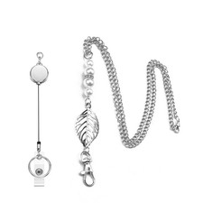 Stainless Steel Beaded Chain Retractable Name Badge Reel Lanyard Necklace Gift