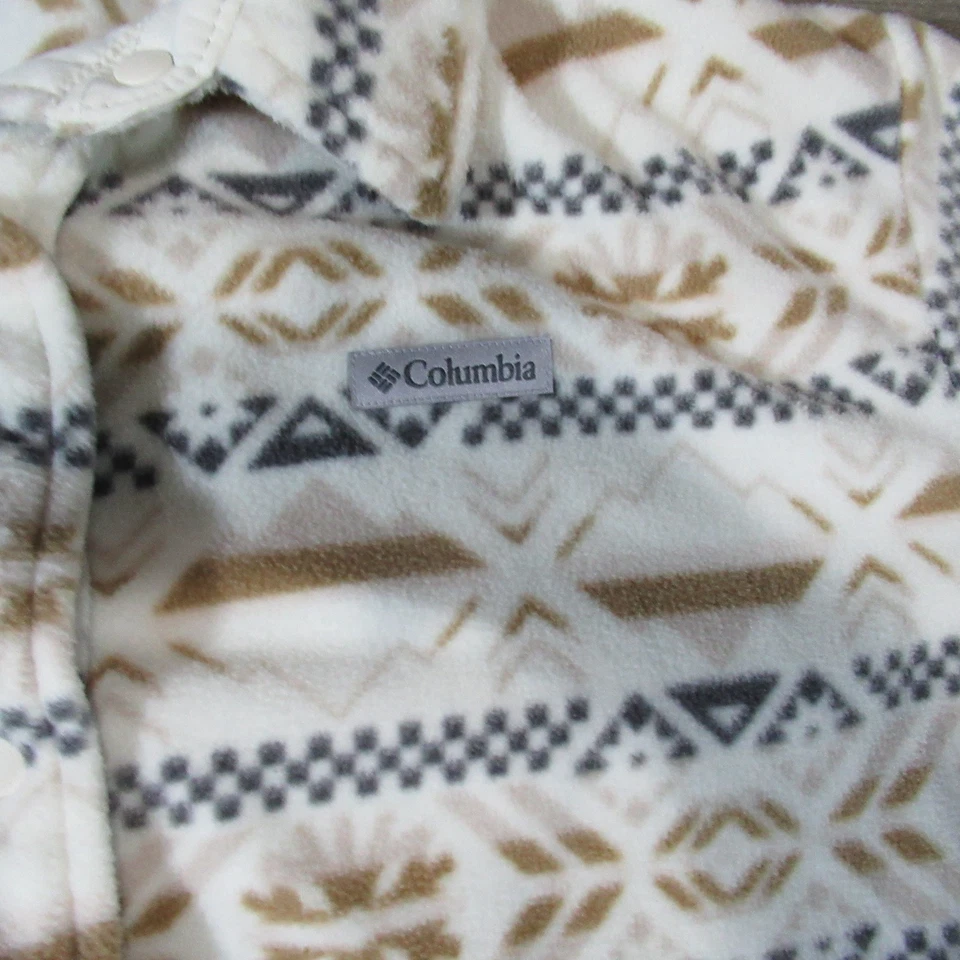 Columbia Men’s Fleece Shirt Jacket XL Ivory Patterned Outdoors Aztec Button up - Image 2 of 4