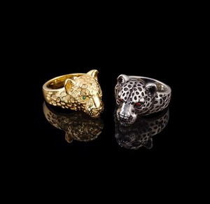 Authentic Leopard Gold Plated Sterling Silver Ring, Personalized Jewelry,14k gold plated