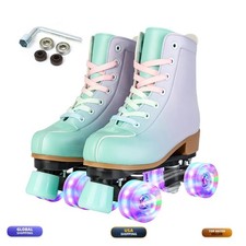 Silvertree PU Leather High-Top Light Up Four-Wheel Roller Skates Adult Unisex
