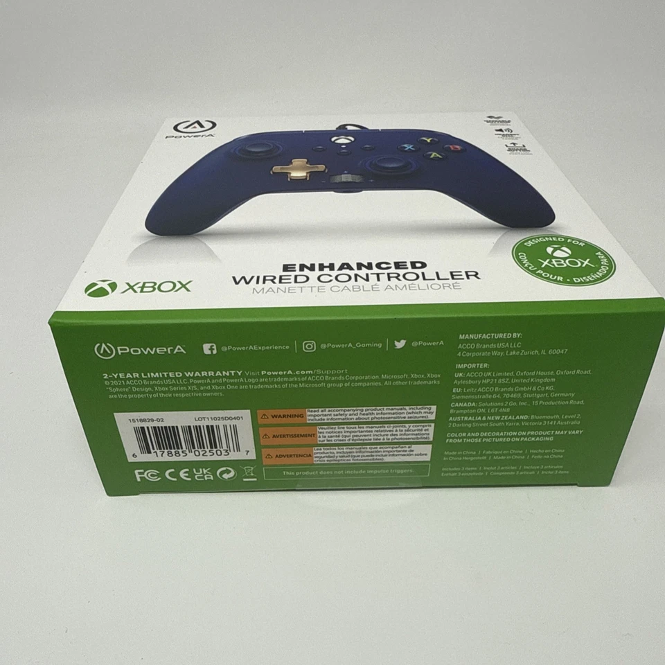 PowerA Microsoft Xbox One Series Enhanced WIRED Controller Midnight Blue NEW! - Image 2 of 4