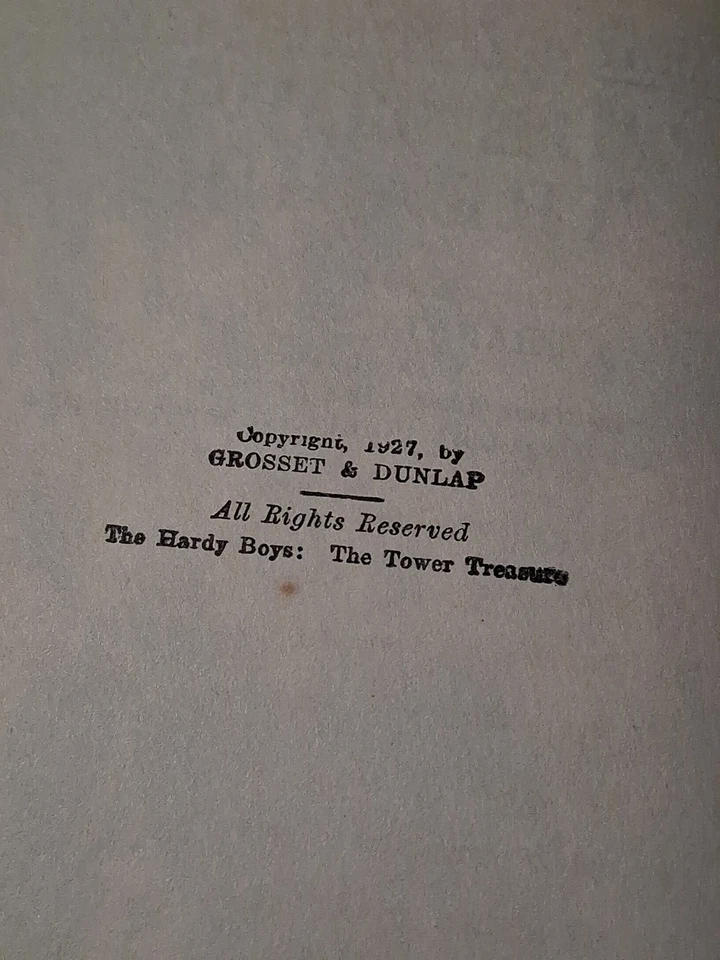Hardy Boys #1 The Tower Treasure Dixon Grosset & Dunlap HC Tan, t alking error - Image 3 of 4