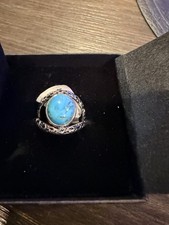Artisan Made Sterling Silver Oval Turquoise Ring 0.9  7.2g - Size 8