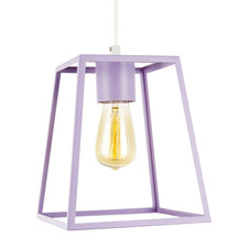 Industrial Lantern Lamp Shade in Soft Lilac with Square Top and Bottom by Hap...