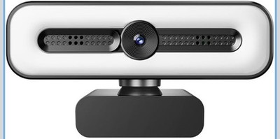 4K UHD Ring Light Webcam for PC, 1080P Web Camera with Dual AI Noise-Cancelling