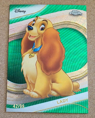 2025 Topps Chrome Disney #70 Lady Green Wave Refractor 42/99 Lady and The Tramp