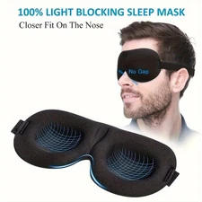 Premium 100% Blackout 3D Sleep Mask - Adjustable Strap, Soft Sponge, Ultra​ NEW