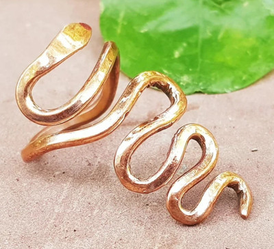 Solid Pure Copper Minimalist Healing Ring, Handmade, Unisex, Snake Ring