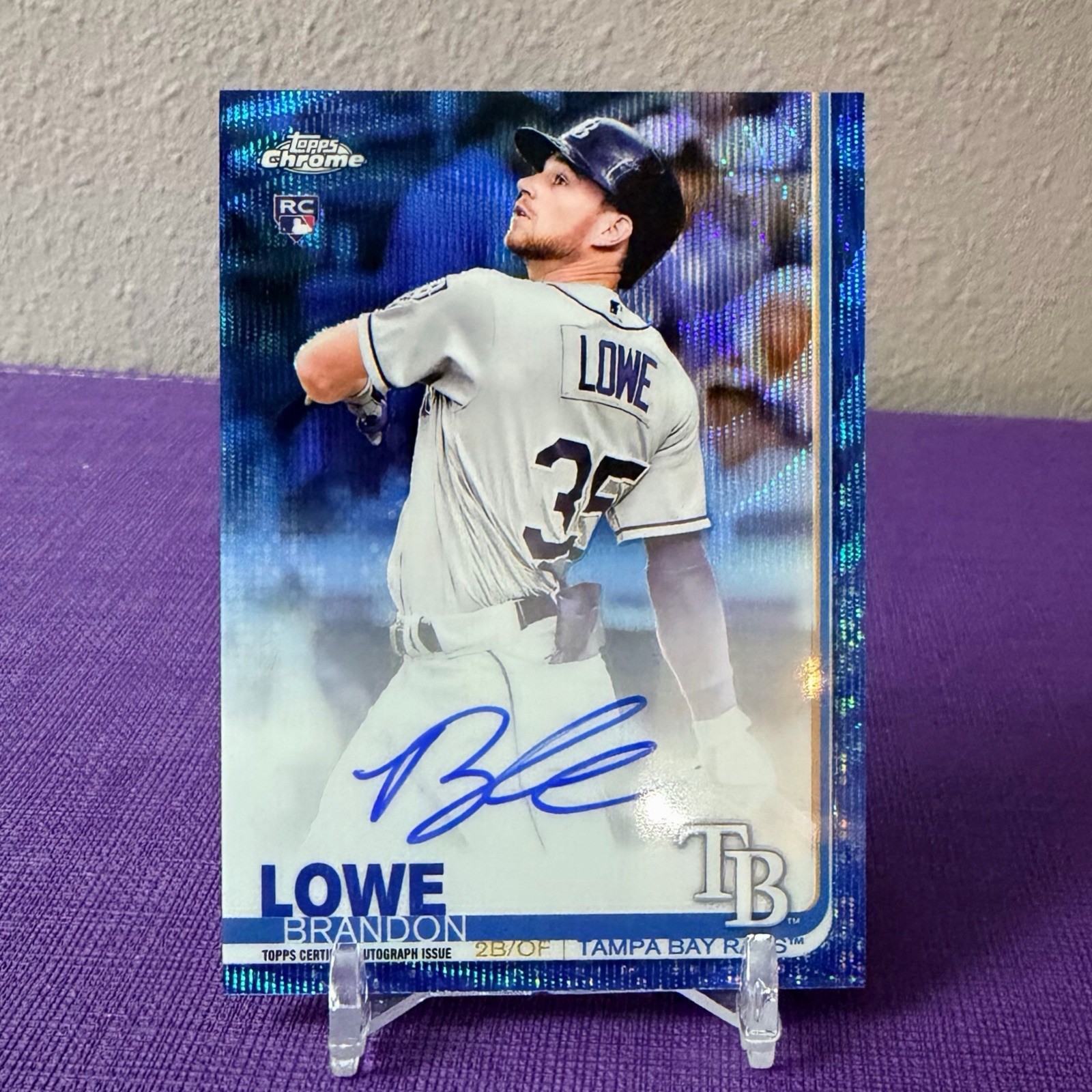 2019 TOPPS CHROME BRANDON LOWE BLUE WAVE REFRACTOR RC AUTO /150