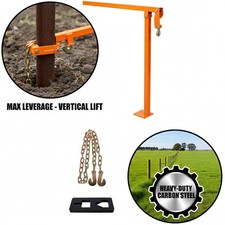 36" Heavy Duty T Post Puller Fence Post Removal Tool with 47" Chain Orange Steel