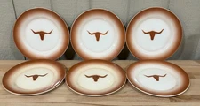 Vintage Western Texas Longhorn Metal Enamelware Plate 12” USED lot of 6