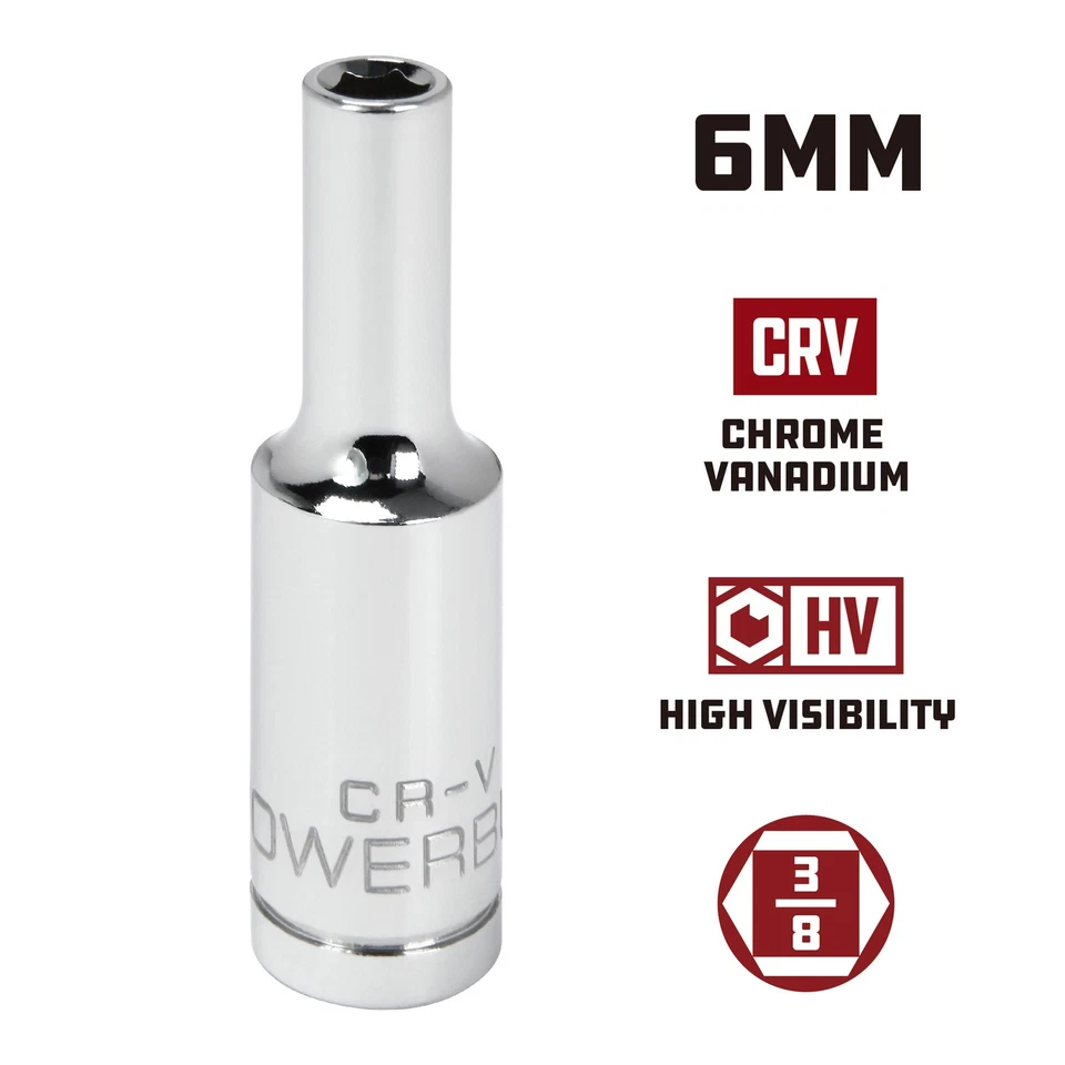 Powerbuilt 3/8 Inch Drive x 6 MM 6 Point Deep Socket - 641224 - Image 2 of 4