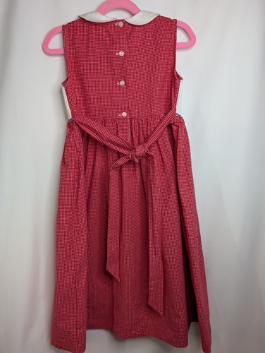 Silly Goose Girls Smocked Red & Fish Elastic Sleeve Dress Sz 5 - Picture 2 of 7