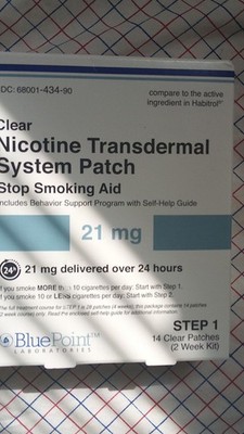 BluePoint Laboratories Nicotine 21mg Stop Smoking Patch Step 1 Transdermal 14ct