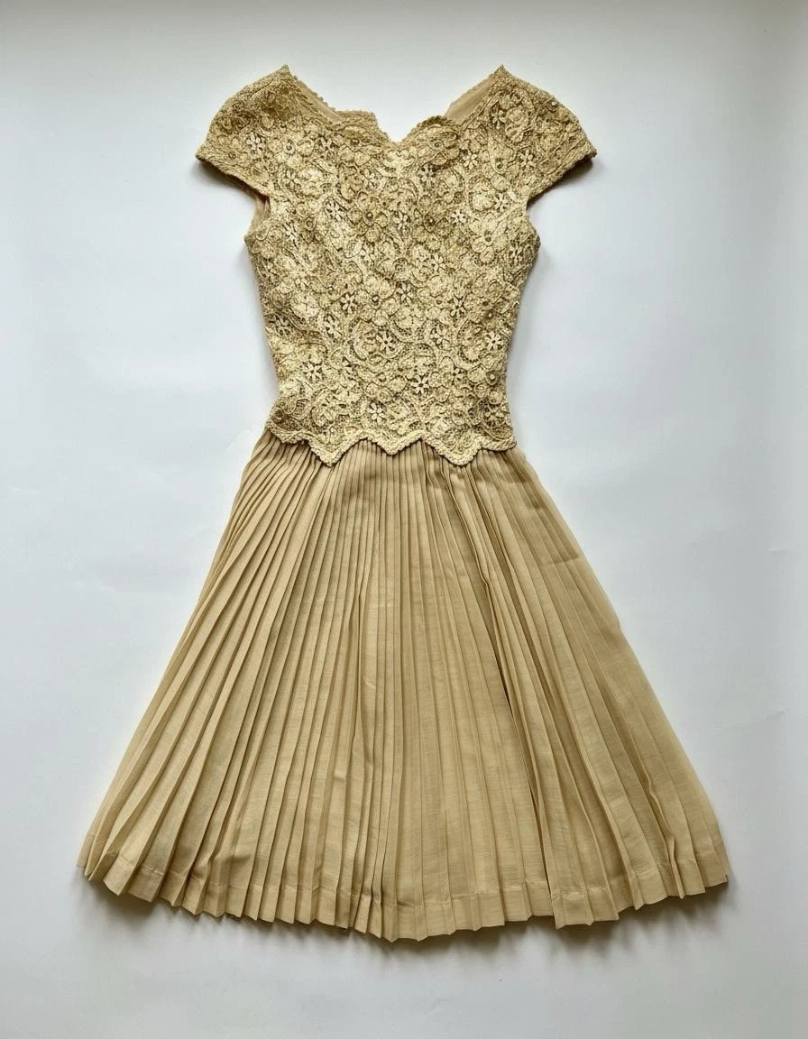 chinese dress ladies Anna lace- 1950s vintage dress with pleat at back – heartmycloset main image 0