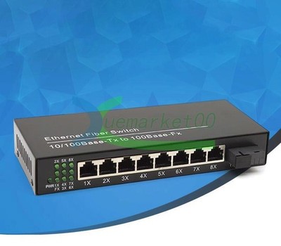 1PC 10/100M Fiber Optic Media Converter Transceiver Singlemode SC Up to 20km New