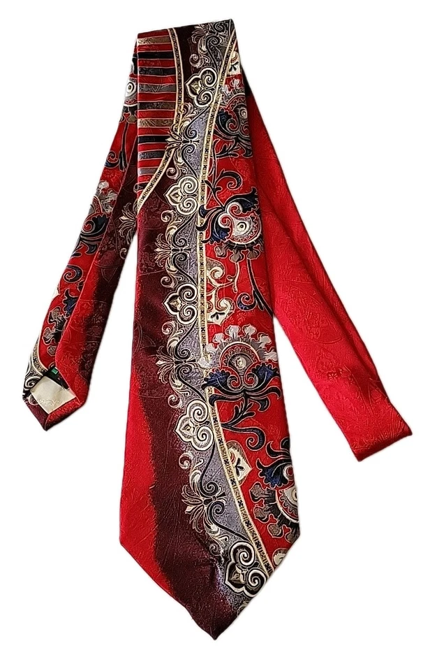 Corbata de Seda BERNINI Roja Gris Azul Marino Púrpura RESTRACTA Deco CASINO SWING Rockabilly 4x59 Foto 3 de 4