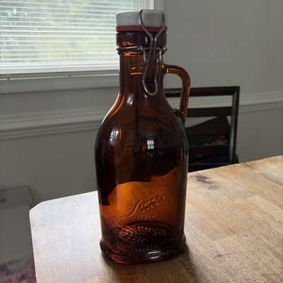 MUSTER GESCHUTZT German Brewery Brown Glass 1L Growler Beer Bottle Ceramic Clasp