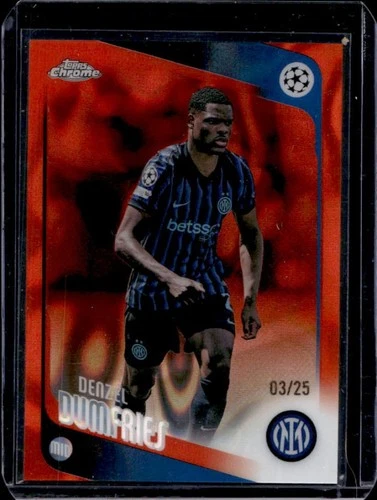 2025-26 Topps Chrome UEFA CC Denzel Dumfries Orange Lava Refractor #/25 Milano