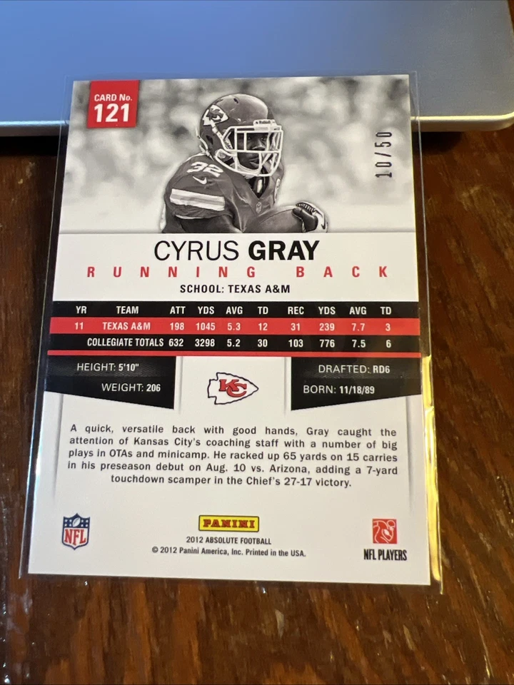 Cyrus Gray 2012 Panini Absolute Rookie Spectrum Silver Rookie RC #121 /50 - Image 4 of 4