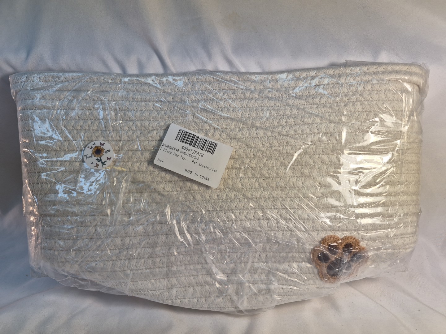 Borsa portaoggetti per cani in cotone crema