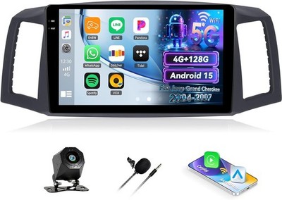 4+128GB For 2005-2007 Jeep Grand Cherokee CarPlay Android15 Car Stereo Radio GPS