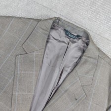 Jos A Bank Mens 46L Brown Silk Camelhair Plaid Two Button Blazer Sport Coat