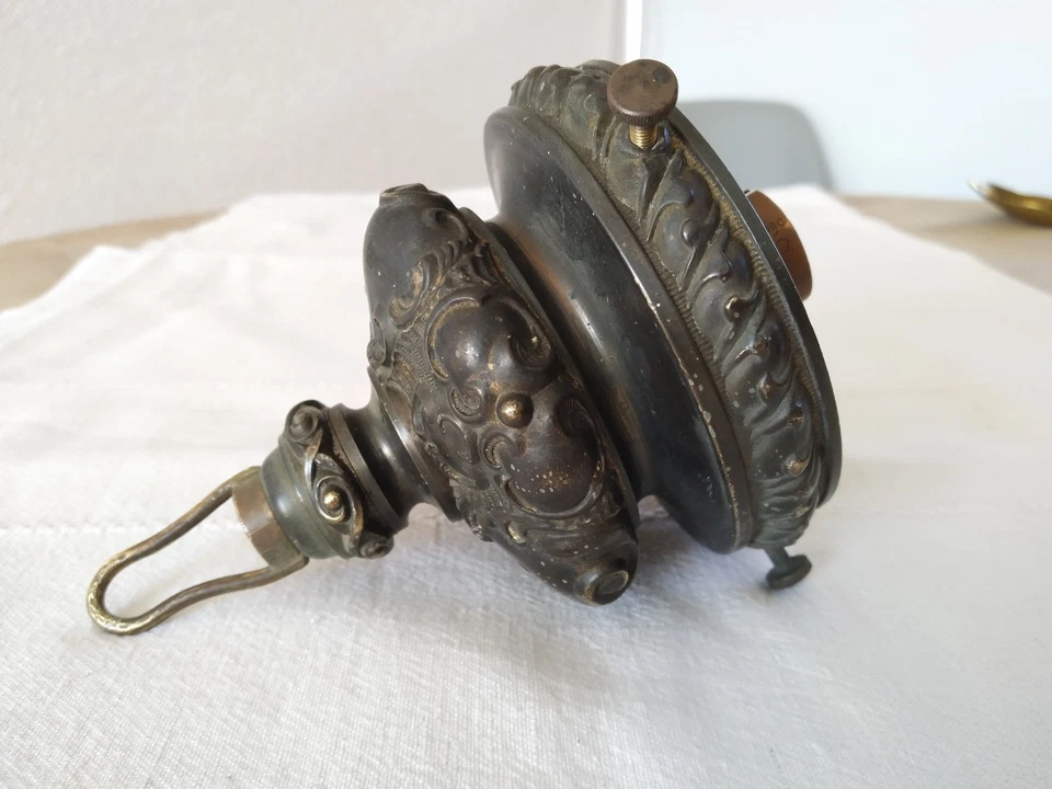 ANCIENNE GRIFFE DE LUSTRE LAMPE BRONZE POUR TULIPE OU GLOBE 1900 GRAND MODÈLE - Photo 4/4