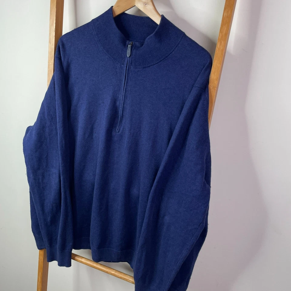 Vineyard Vines Jumper Mens 2XB Blue Mock Neck Knit Cashmere Half Zip Outdoor - Image 3 of 4