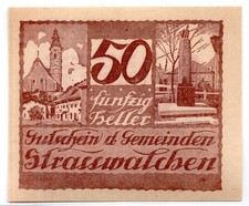 1920 Austria Strasswalchen Notgeld 50 Heller Note (1985)
