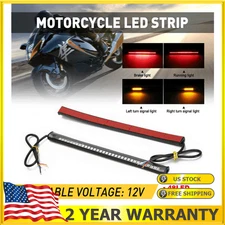 2x Motorcycle Turn Signals Led Blinkers Fork Strip Indicator Amber Red Universal