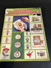 Leisure Arts Teach Yourself Counted Cross Stitch Leaflet Folder Vintage 1975