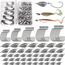 Dovesun 1/8OZ, 3/16OZ, 1/4OZ, 3/8OZ, 1/2OZ, F-Hooks and Weights Kit-95PCS 