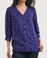 JULIPA LADIES BLUE PRINT BUTTON BLOUSE NEW (ref 398) SALE