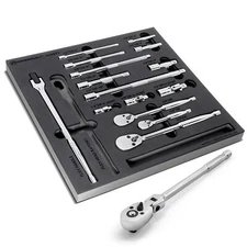 Powerbuilt 16 Piece Pro Tech Ratchet and Socket Accessories Set - 949009