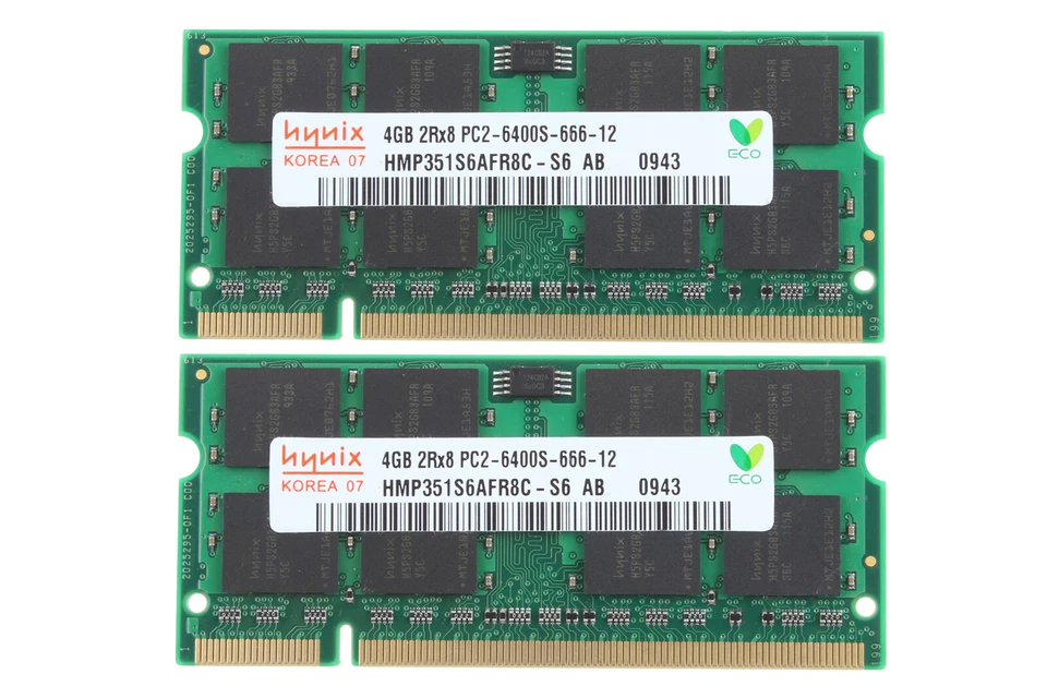 Hynix 8GB KIT 2X 4GB 2RX8 PC2-6400S-666-12 RAM DDR2-800MHz SODIMM Laptop Memory - Image 2 of 4