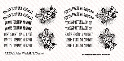 Fortis Fortuna Aduivat Tattoo Waterslide Decal for 6 inch action figures