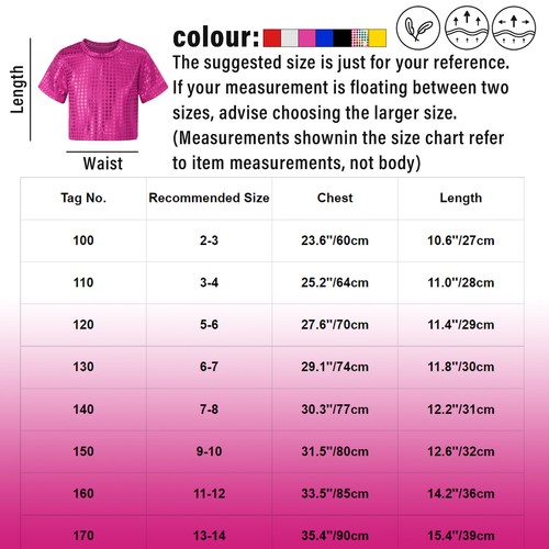 Kids Girls Boys Shiny T-Shirt Hip Hop Jazz Dance Sparkly Stage Performance Tops - Picture 12 of 157